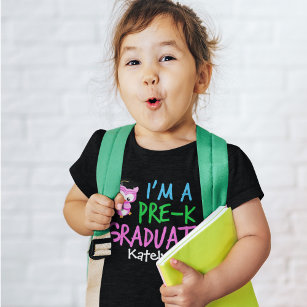 Camiseta Infantil Graduação Pré-Escolar Rapariga Rosa Fresca Fresca 
