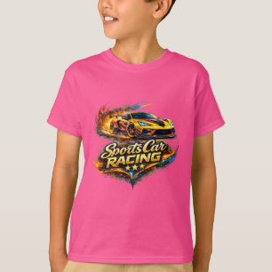 Camiseta Infantil Gráfica de Carros de Corrida