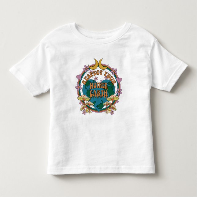 Camiseta Infantil Gráfico da Terra-Mãe Retro dos anos 70 (Frente)