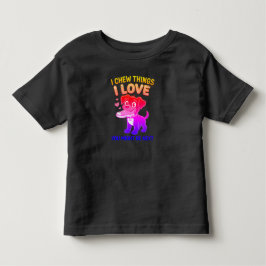 Camiseta Infantil Gráfico de Aviso de Brinquedo de Cachorro Divertid
