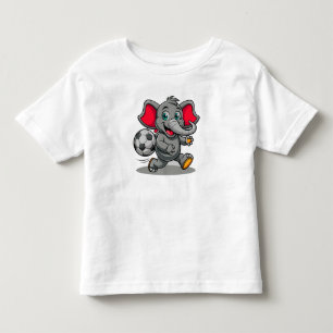 Camiseta Infantil Gráfico de Elefante Bebê Jogando Futebol de Mesa