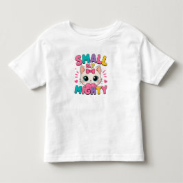 Camiseta Infantil 🐱 Gráfico de Gatinho Fofo Cartoon com Laço de Cor