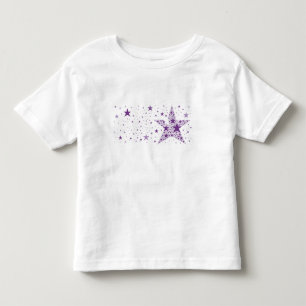 Camiseta Infantil Grande Estrela feita de Pequenas Estrelas em Púrpu