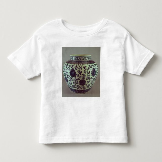Camiseta Infantil Grande vaso azul e branco de Ming (Frente)
