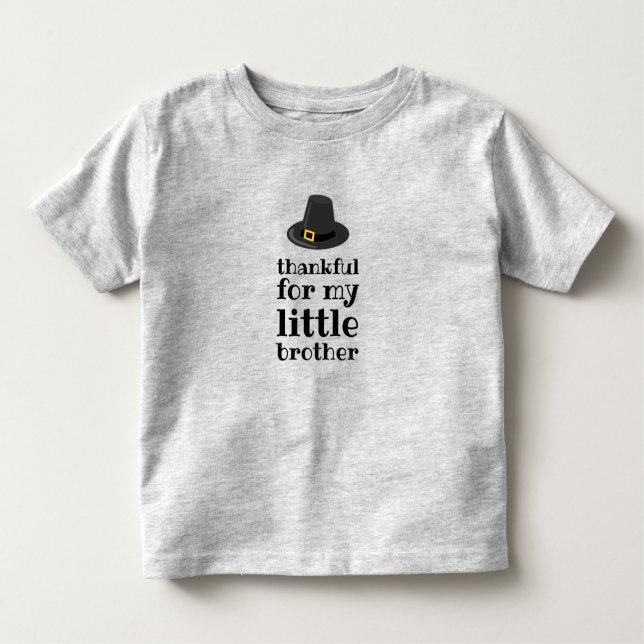 Camiseta Infantil Gratidão pelo meu irmão mais novo no Dia de Ação d (Frente)