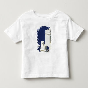 Camiseta Infantil Grécia, Santorini. Vista de uma igreja grega e