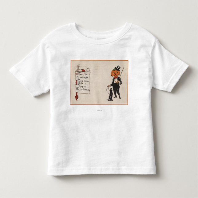 Camiseta Infantil GreetingJack-O-Lanterna do Dia das Bruxas em Tux (Frente)