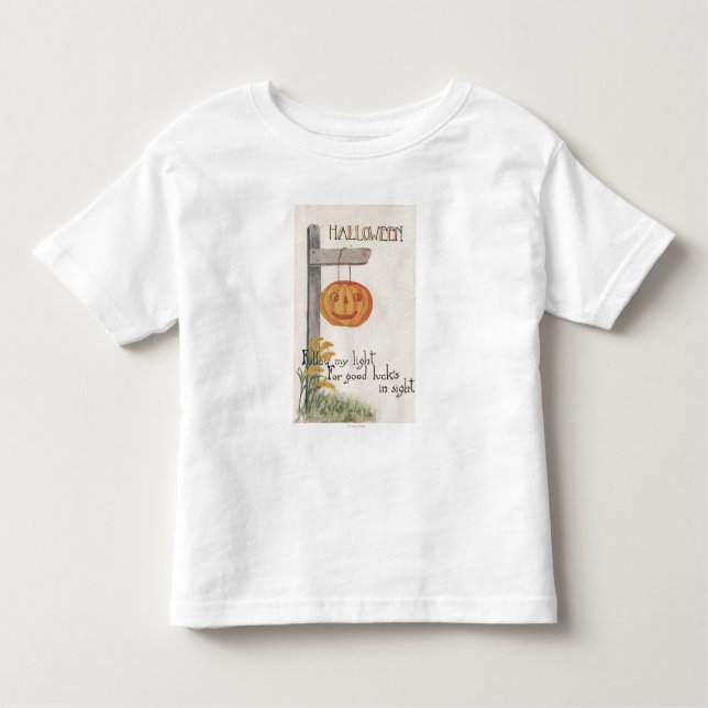 Camiseta Infantil GreetingJack-O-Lanterna do Dia das Bruxas no cargo (Frente)