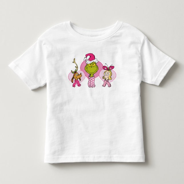 Camiseta Infantil Grinch Crew in Pink Valentine's Portrait (Frente)