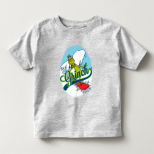 Camiseta Infantil Grinch fazendo snowboarding