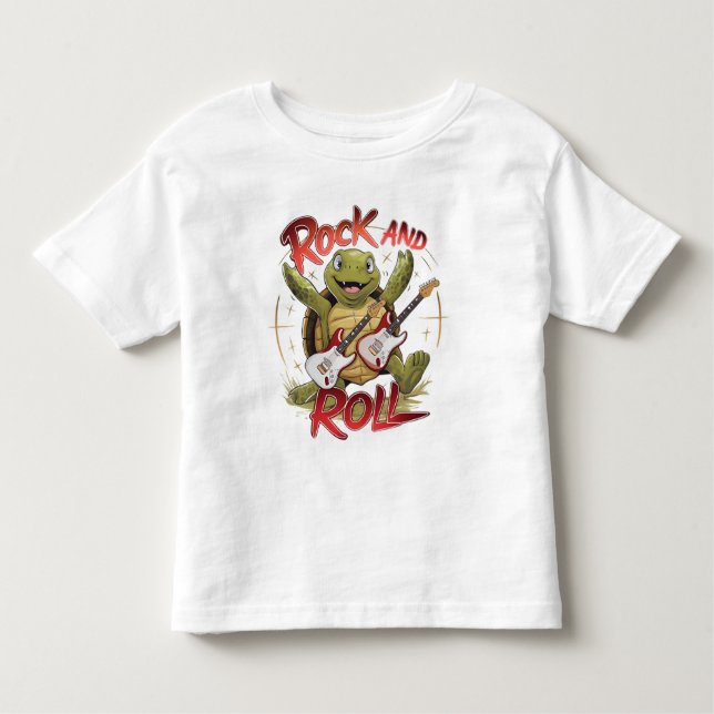 Camiseta Infantil Groovy Turtle Fazendo Rochas E Rolos (Frente)