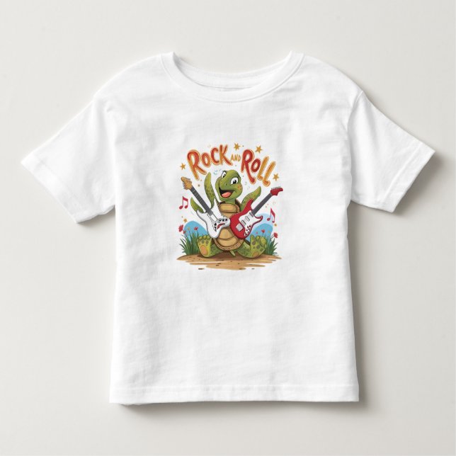 Camiseta Infantil Groovy Turtle Rockstar Rock And Roll (Frente)