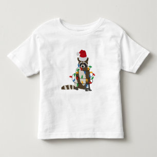 Camiseta Infantil Guaxinim engraçado de Natal chapéu de Papai Noel L