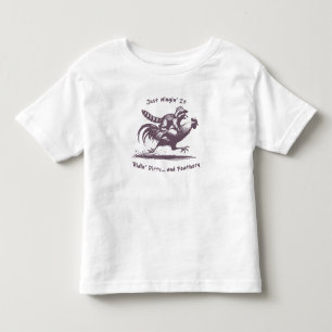 Camiseta Infantil Guaxinim Montado em um Galo – Caubói de Rodeio no