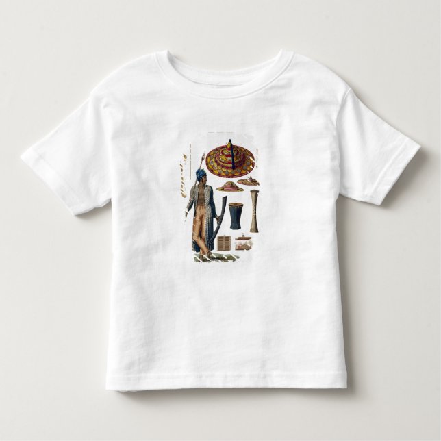 Camiseta Infantil Guerreiro da ilha de Guebe com artigos do nativo (Frente)