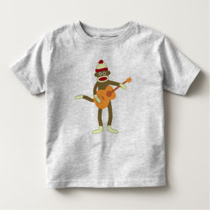 Camiseta Infantil Guitarra acústica do macaco da peúga