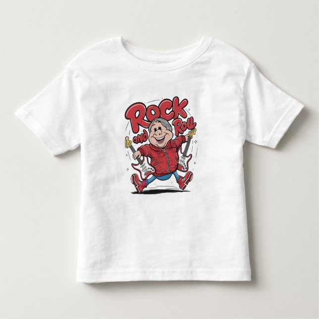 Camiseta Infantil Guitarrista Groovy de Rock And Roll Tocando (Frente)