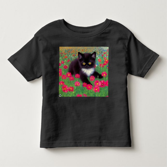 Camiseta Infantil Gustav Klimt Tuxedo Cat (Frente)