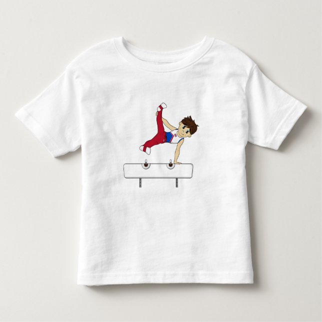 Camiseta Infantil Gymnast fofo em Pommel Horse Tee (Frente)