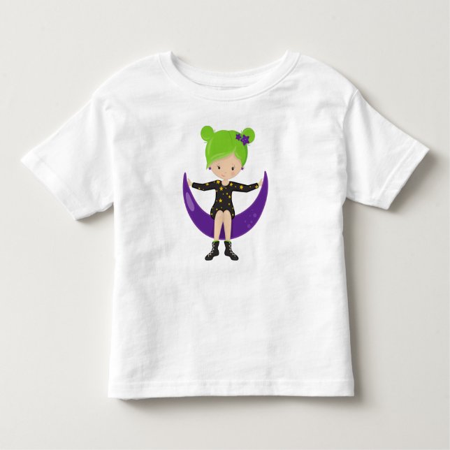 Camiseta Infantil Halloween, Bruxa Na Lua, Truque Ou Trato, Boo (Frente)
