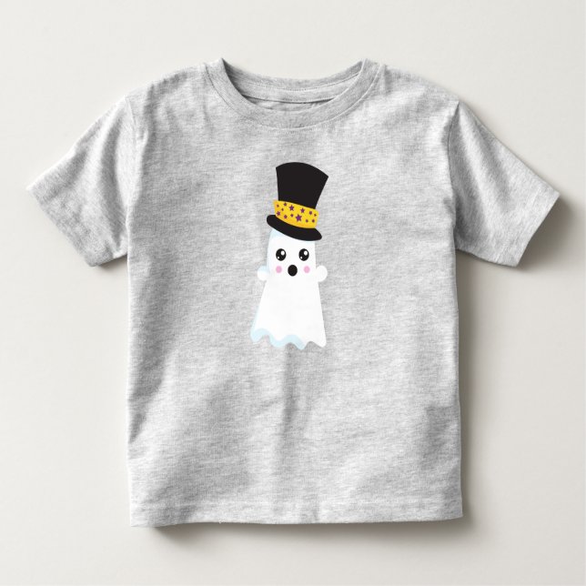 Camiseta Infantil Halloween, Fantasma, Chapéu, Boo, Truque Ou Tratam (Frente)
