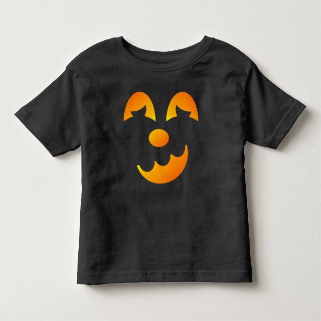 Camiseta Infantil Halloween Jack-o'-lanterna Rosto Engraçado (Frente)
