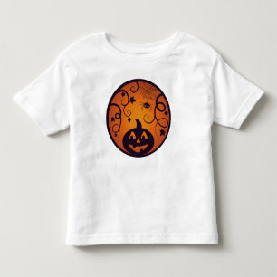 Camiseta Infantil Halloween Jack ou lanterna abóbora face e aranha