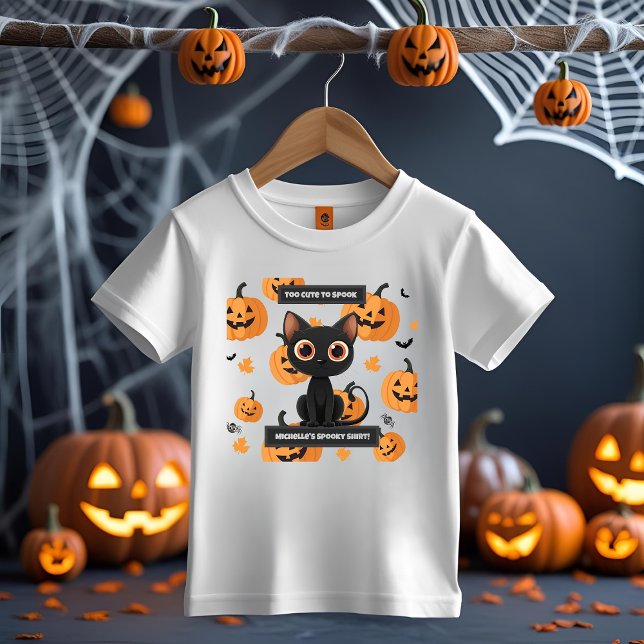 Camiseta Infantil Halloween Kids Tee - Design de Gato Cute Personali (Criador carregado)