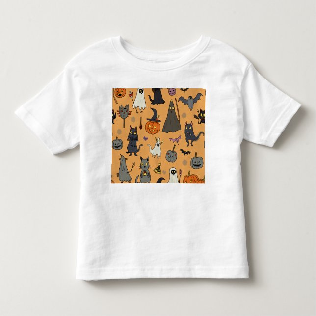 Camiseta Infantil Halloween Patterno de manga curta (Frente)