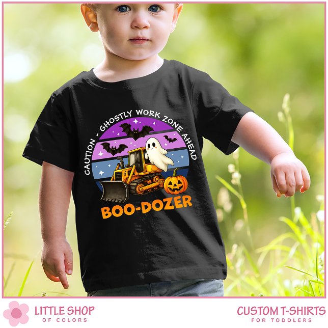Camiseta Infantil Halloween Personalizável do Spooky Ghost Bulldozer (Criador carregado)