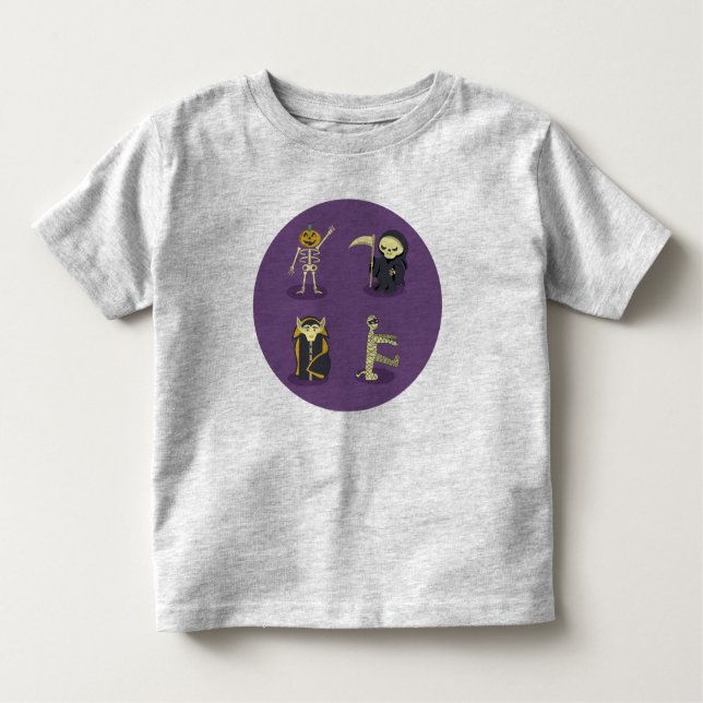Camiseta Infantil Halloween Skeleton Dracula Mummy Grim Reaper (Frente)