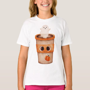 Camiseta Infantil Halloween Xícara de Café Fantasm