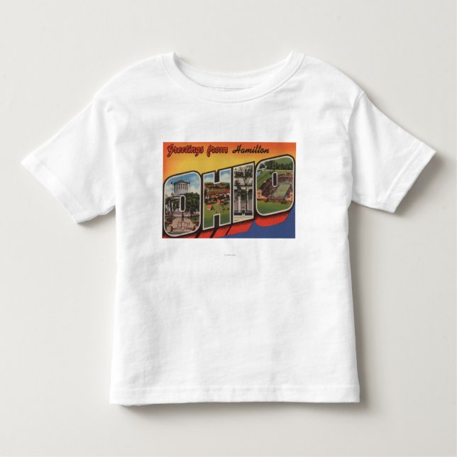 Camiseta Infantil Hamilton, Ohio - grandes cenas da letra (Frente)