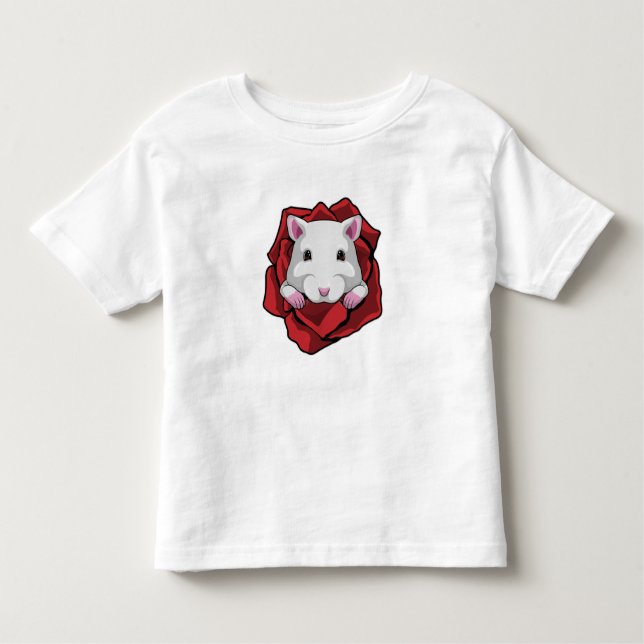 Camiseta Infantil Hamster com Rosa (Frente)