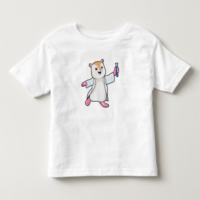 Camiseta Infantil Hamster como Cientista com tubo de ensaio (Frente)