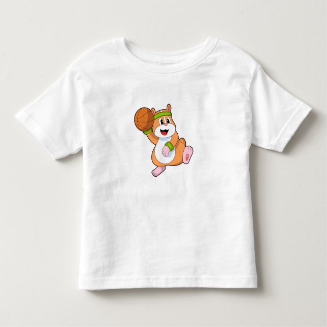 Camiseta Infantil Hamster como jogador de basquetebol (Frente)