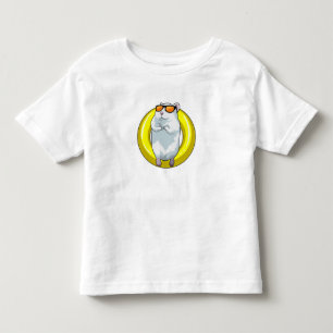 Camiseta Infantil Hamster em Nadar com anel de Natação