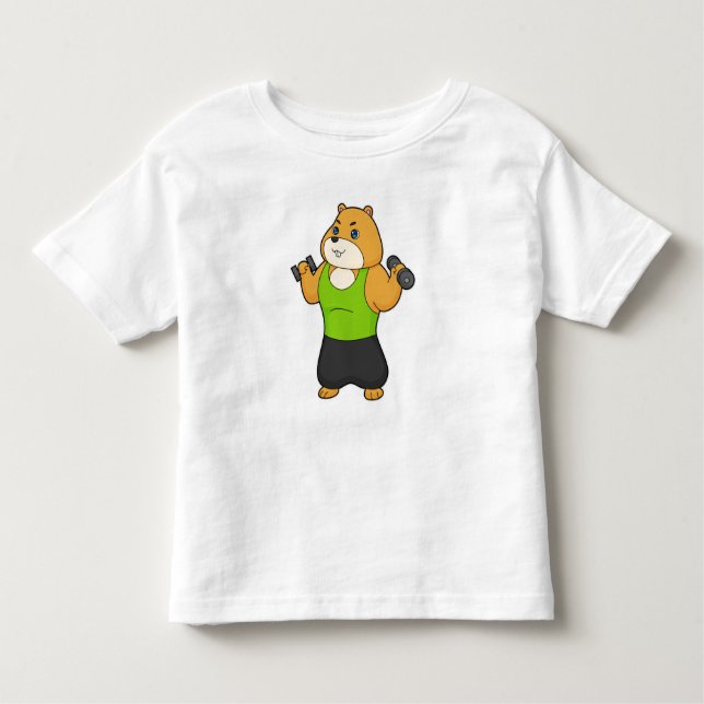 Camiseta Infantil Hamster Malhação Dumbbell (Frente)