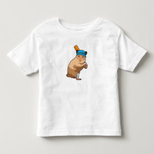 Camiseta Infantil Hamster no Cricket com morcego de Cricket