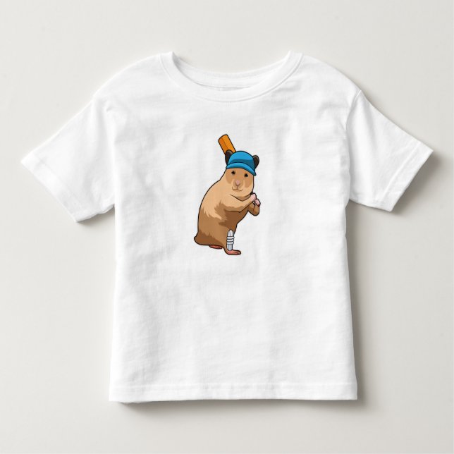 Camiseta Infantil Hamster no Cricket com morcego de críquete (Frente)