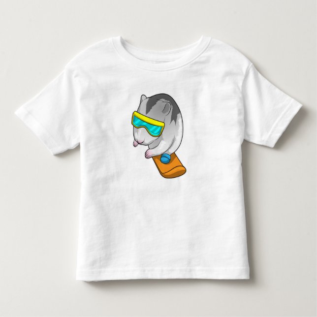Camiseta Infantil Hamster Snowboarder Snowboard (Frente)