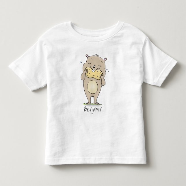 Camiseta Infantil Hamster sorridente e bonito com desenho animado de (Frente)