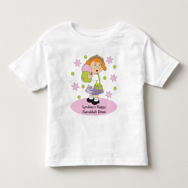 Camiseta Infantil Hanukkah Toddler's Ruffle personalize (Frente)