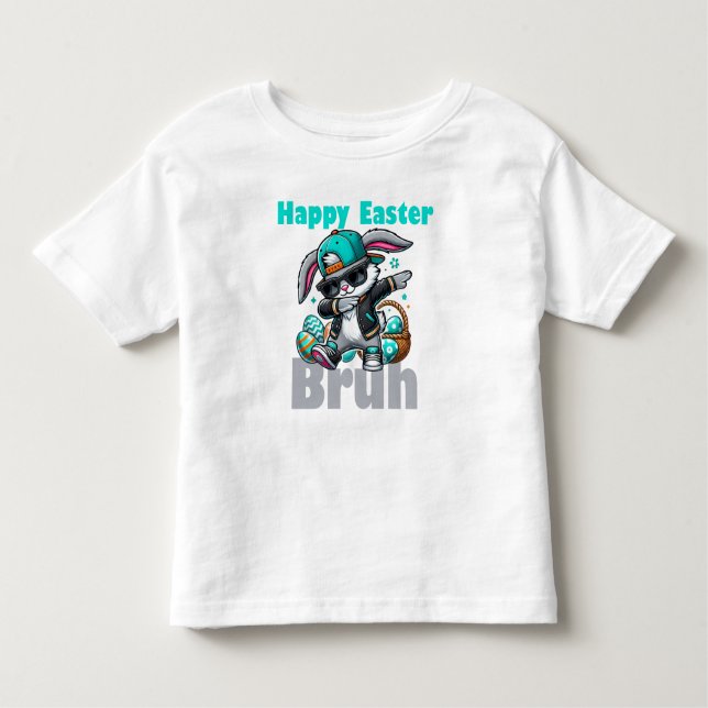 Camiseta Infantil Happy Easter Bruh, Easter Bunny Dabbing  (Frente)