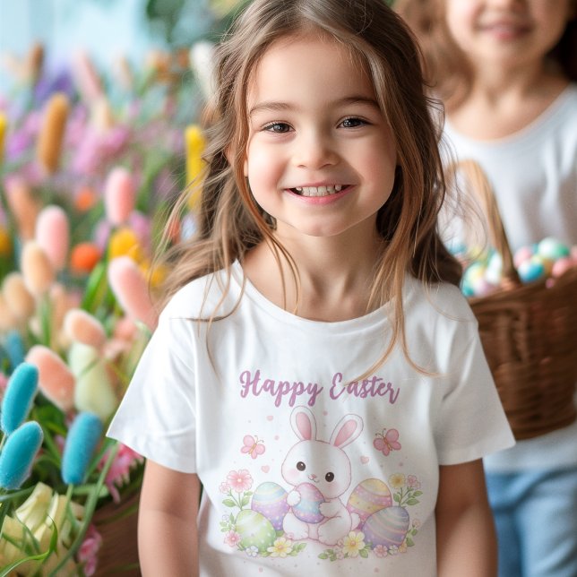 Camiseta Infantil Happy Easter Spring Design - Cute Easter Bunny  (Criador carregado)