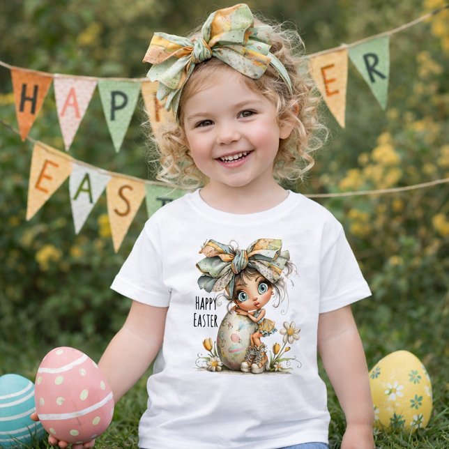 Camiseta Infantil Happy Easter – Sweet Springtime Bow Tee for Kids (Criador carregado)