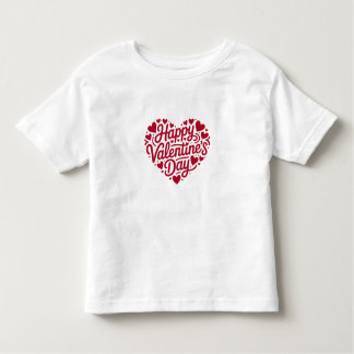 Camiseta Infantil Happy Valentine’s Day Heart Typography – Red Love 