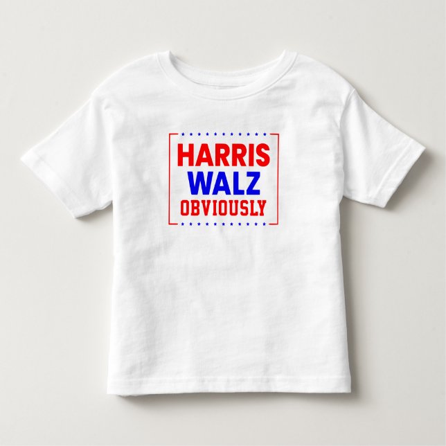 Camiseta Infantil Harris Walz Obviamente Kamala Harris para Presiden (Frente)