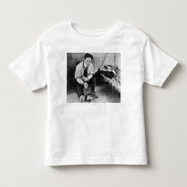 Camiseta Infantil Harry Houdini aproximadamente a escapar da prisão (Frente)