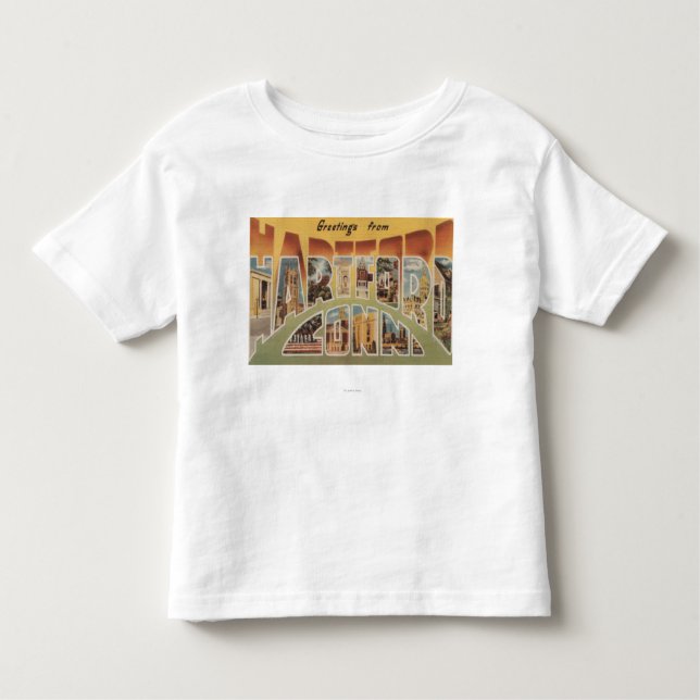 Camiseta Infantil Hartford, Connecticut - grandes cenas 3 da letra (Frente)